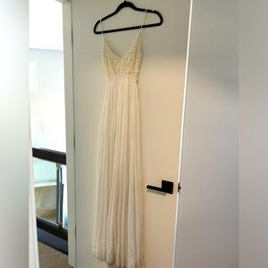 White full length backless dress